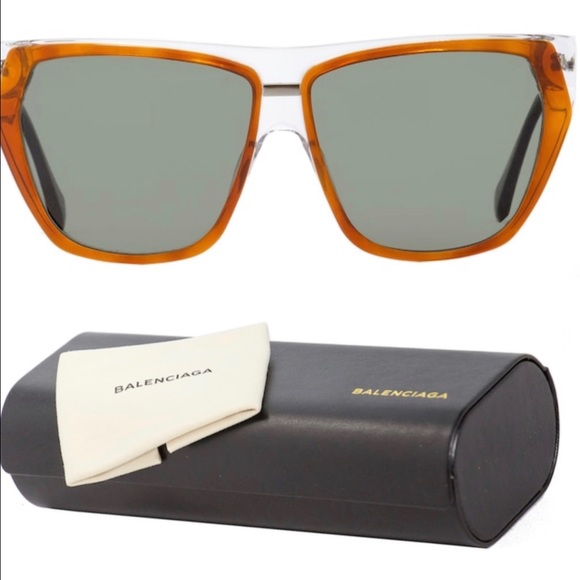 Balenciaga Accessories - BALENCIAGA SQUARE SUNGLASSES BLACKCLEAR/GOLD 58MM